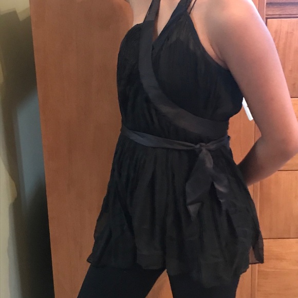 Free People Tops - Free People XS Lana Wrap Top Black Sheer/unlined